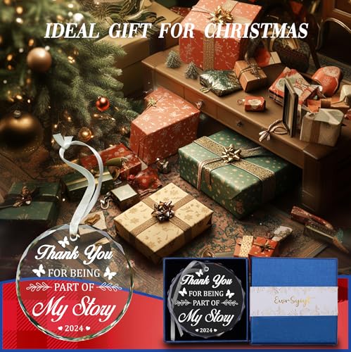 Vorruil Thank You Christmas Ornament - Heartfelt Appreciation Gift, Glass Round, Variation: Round-Thank