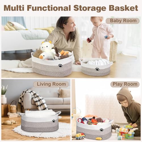 Woven Cotton Rope Dog Toy Basket and Storage Bin 30L