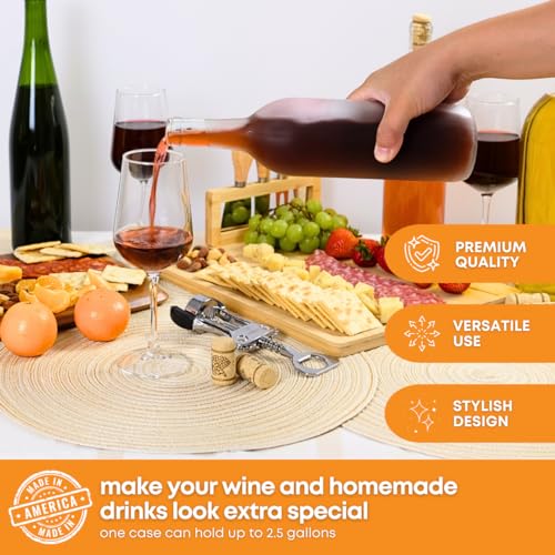 Clear Glass Wine Bottles 750ml with Lids 12-Pack for Winemaking