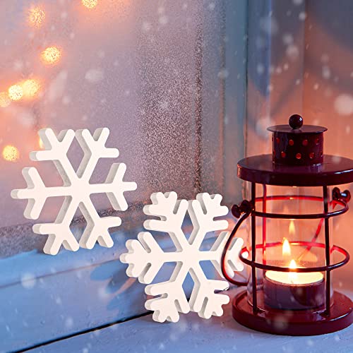 Christmas Wooden Snowflake Decor - 5pcs Winter Tabletop Signs for Holiday Home & Party