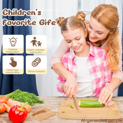Wooden Kids Safe Knife and Toddler Baking Set for Real Cooking 6-Piece