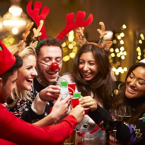 12 Pack Christmas Mini Stainless Steel Tumbler Shots with Lids & Straws