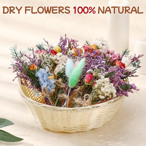 Mini Dried Flower Bouquets, Natural Small Wildflower Bundles for DIY Crafts
