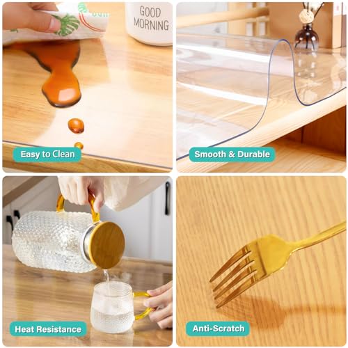 14x24 Inch Clear PVC Table Protector - 1.5mm Thick Heavy Duty Desk Mat