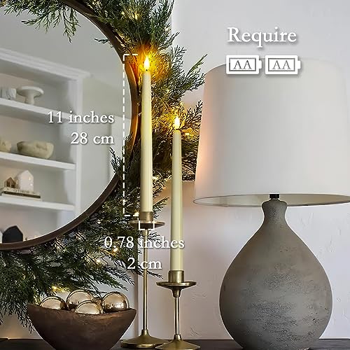Ivory Flameless Taper Candles with Remote & Timer - 24 Pack, 11 Inch Battery Operated LED Candlesticks