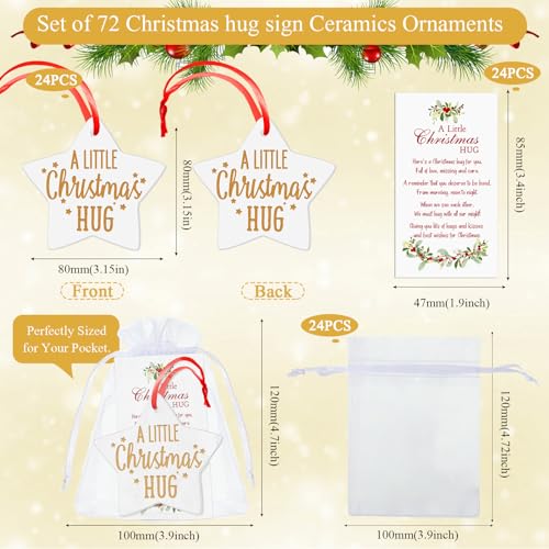 Sieral 72 Pcs Christmas Ornaments Gifts Bulk – Star Style (24 pcs each: ornaments, cards, organza bags)
