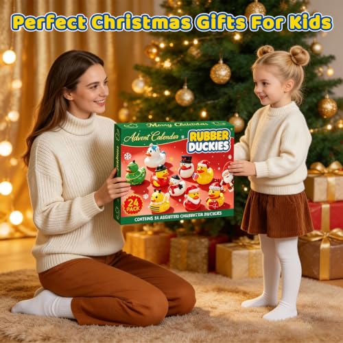 Christmas Rubber Duck Advent Calendar - 24 Day Countdown Toys for Kids