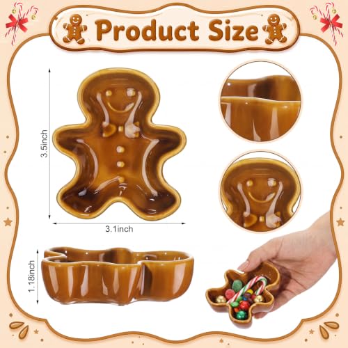 Willinglong 6-Pack Ceramic Gingerbread Man Serving Bowls for Christmas Holiday Dips & Treats