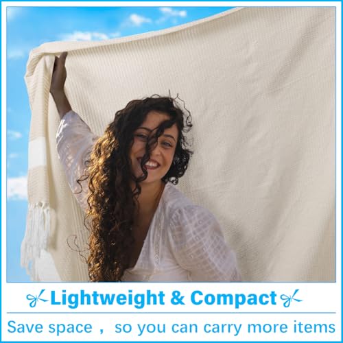 Vikumond Oversized Turkish Beach Towel Blanket - 88x82 Sand Free Quick Dry