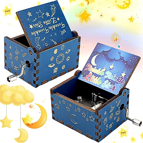Engraved Wooden Hand Crank Music Box - Twinkle Twinkle Little Star