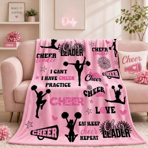 Cheerleader Gift Set: 60x50 Inch Throw Blanket & Fun Cheer Socks (2 Pcs) - Just Girls Who Likes Cheer