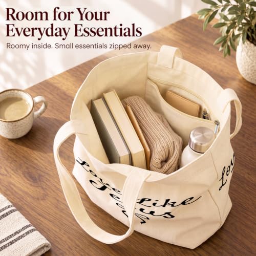 Jesus Christian Gifts for Women Canvas Tote Bag - Faith Inspirational Religious Gift EEooooX 919