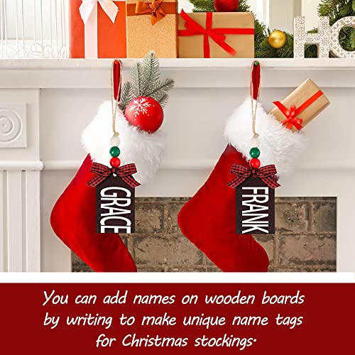 12-Piece DIY Christmas Stocking Name Tags with Wood Beads and Bow
