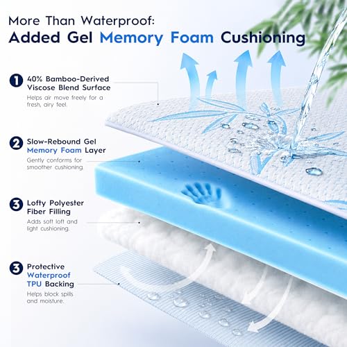 Cooling Waterproof Mattress Pad Queen Size with Memory Foam