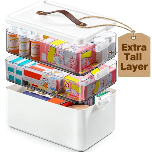 3-Tier Portable Medicine Cabinet Organizer, Large Capacity First Aid Storage