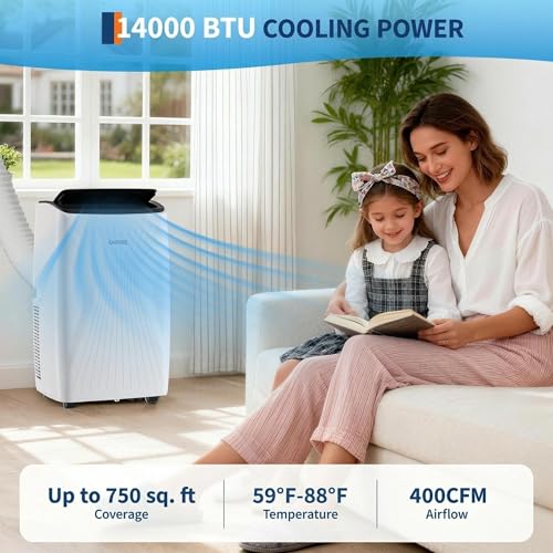 14,000 BTU Portable Air Conditioner 4-in-1 AC Unit for Large Rooms