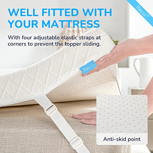 RECCI 3-Inch Twin XL Memory Foam Mattress Topper with Washable Cover