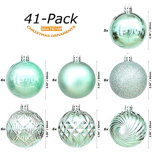 Sea Team Mint 41-Pack Christmas Ball Ornaments 2.36in (60mm) Shatterproof