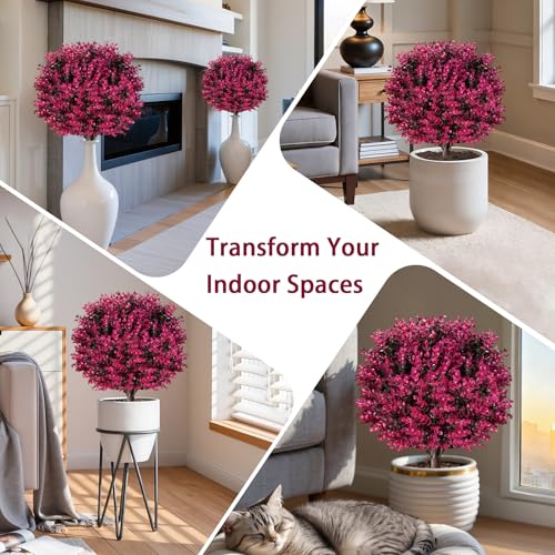 Set of 2 Artificial Eucalyptus Topiary Ball Trees, 18-inch UV Resistant