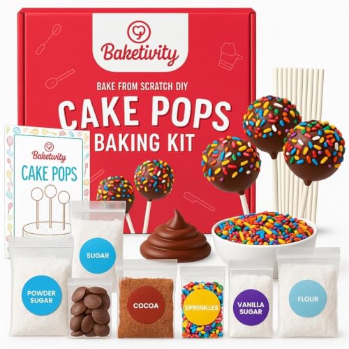 Baketivity Kids DIY Cake Pop Baking Kit with Pre-Measured Ingredients
