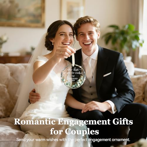 Engaged 2026 Crystal Glass Ornament Keepsake for Couples