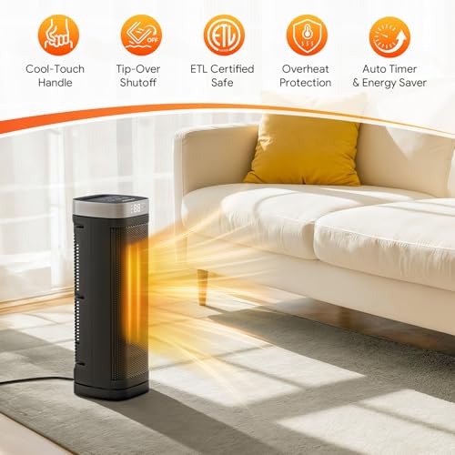 17-Inch 1500W Electric Space Heater with Remote and Thermostat