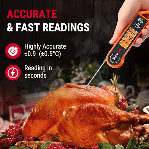 Digital Instant Read Meat Thermometer with Auto-Rotating Backlit Screen