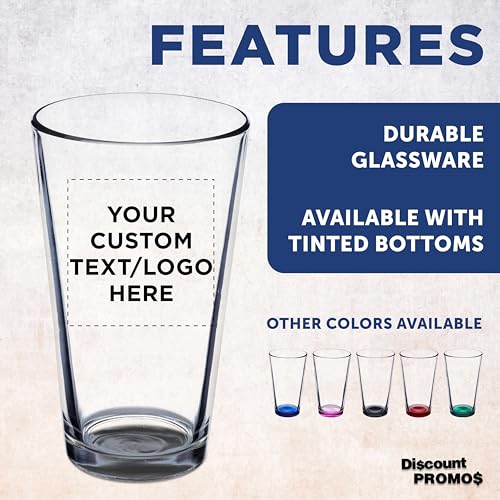 16 oz. Personalized Beer Pint Glasses - Heavy Duty Stackable Glassware