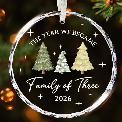 Family of Three Baby's First Christmas Ornament - 2026 - New Mom & Dad Gift - Variation 03