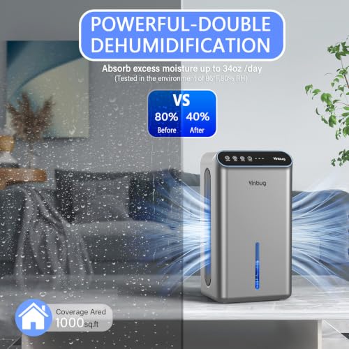 Home Dehumidifier 98 OZ Tank with Drain Hose and Sleep Mode