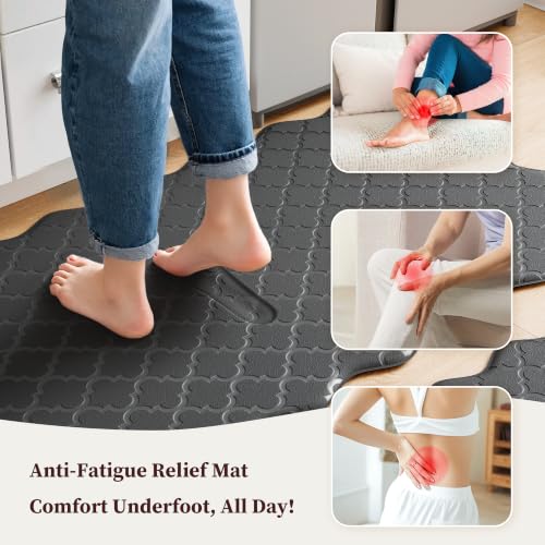 Anti-Fatigue Kitchen Floor Mats (2-Piece Set) - Scalloped Waterproof Rugs