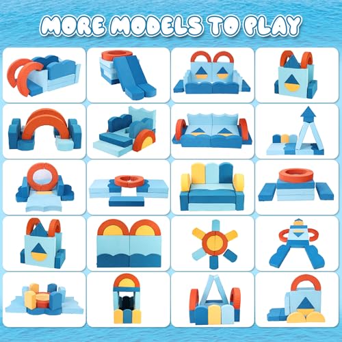 22-Piece Modular Kids Play Couch - Convertible Toddler Sofa & Fort Building