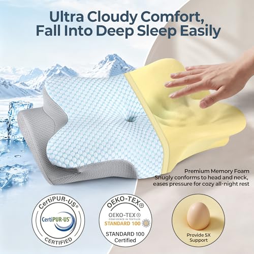 Bespillow Ergonomic Cooling Memory Foam Cervical Pillow for Neck Pain Relief