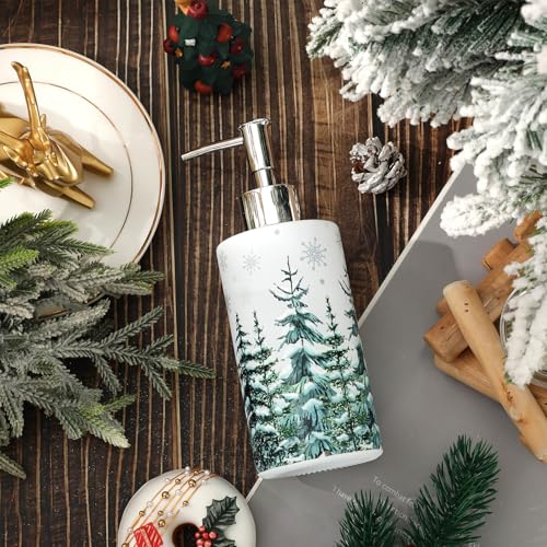 Green Christmas Tree Glass Soap Dispenser with Pump, 350ml - JarThenaAMCS
