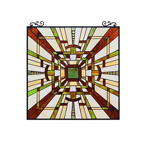 Handcrafted Stained Glass Mission Window Panel - 25" Wide