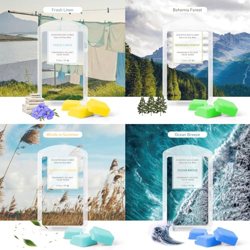 Scented Soy Wax Melts 4-Pack, Long-Lasting Fragrance Cubes for Wax Warmers