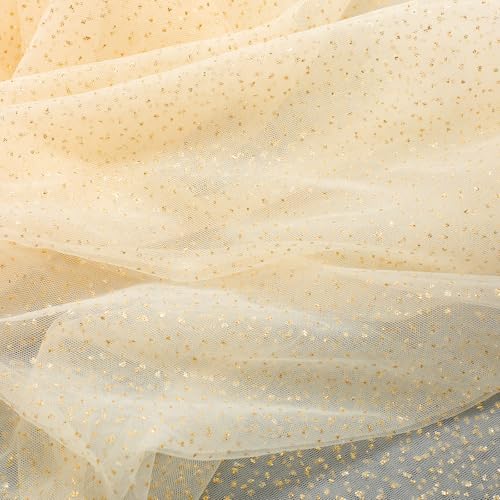 Windkream Champagne Gold 6-Piece Gauze Table Runner 10ft Glitter Sheer Decor