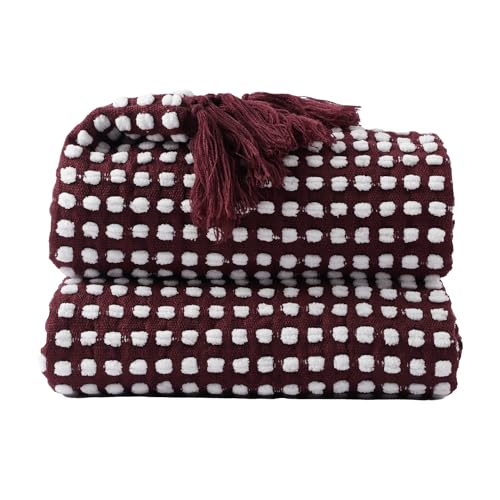 Battilo Red Textured Dot Throw Blanket 50x60 Inches - Ultra-Soft & Cozy