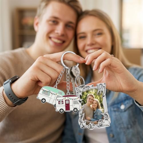 2 Pcs Irregular Silver Photocard Holder Keychain with Wrist Coil