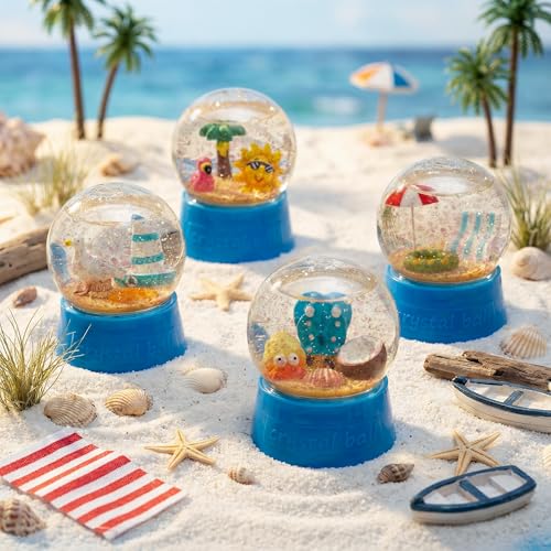 DIY Summer Snow Globe Craft Kit - 8 Piece Set with Beach Figurines