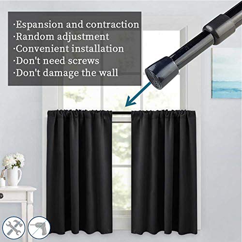 Adjustable Spring Tension Curtain Rod (28-43 Inch) - Heavy Duty No-Drill Rod