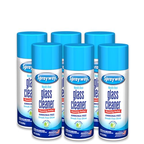 Foaming Glass Cleaner Aerosol Spray 15 oz (6-Pack) - Ammonia-Free, Streakless