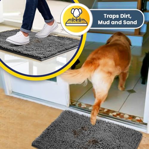 Super Absorbent Microfiber Door Mat - Quick Dry Chenille Entryway Rug, 24x36