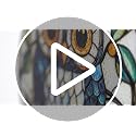 Blue Owl Bird Theme Stained Glass Suncatcher 15" Window Hanging