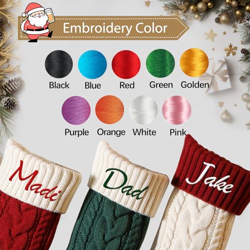 Personalized Embroidered Christmas Stocking - 18" Large Knitted Xmas Stocking
