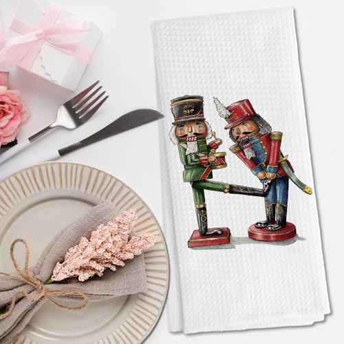 Funny Nutcracker Christmas Kitchen Towels - Holiday Hand Towels, Section 3, 16x24 Inches