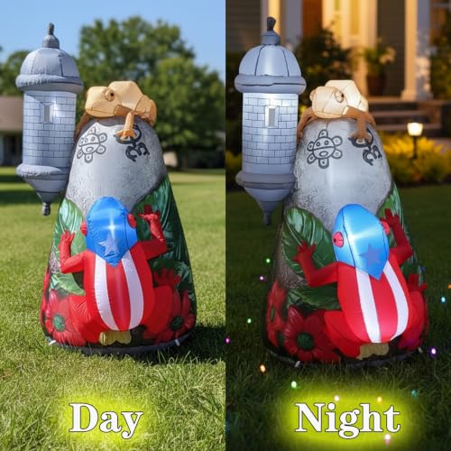 JULYSVE Puerto Rico Christmas Inflatables with Coqui Frog, 5FT Yard Decor - PR Inflatables 1