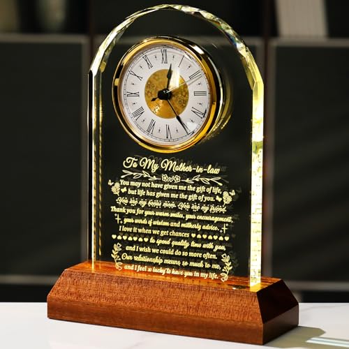 Arikyrist Mother-in-Law Glass Clock Gift from Daughter/Son in Law (Arch Glass Clock)