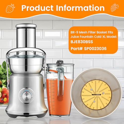 Mesh Filter Basket for Centrifugal Juicer, Titanium-Coated Blade Assembly