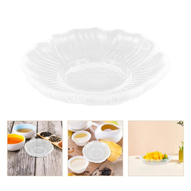 4 Pack Transparent Glass Tea & Coffee Saucers, 3.54 Inch Round
